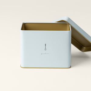 blue recipe tin, view 2