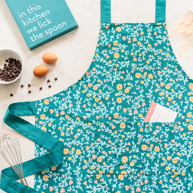 Kitchen Apron Collection in blue floral pattern