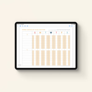 iPad with Home Checklist Kids Edition displayed