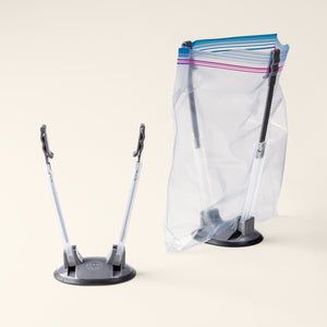 Freezer Bag Stands - plastic storage freezer bag affixed to stand