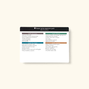 table of Freezer Expansion Pack Table of Contents card