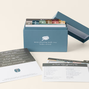 Sides Menu Series Plans Pack with open box and menu cards on counter
