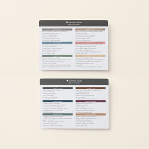 Summer Menu Series Table of Contents