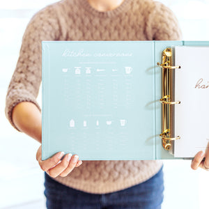 Kitchen conversions on front of Recipe Card Binder