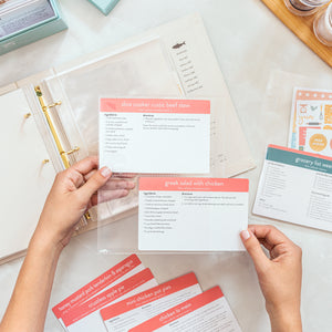 Recipe Card Binder with sleeves and recipe cards
