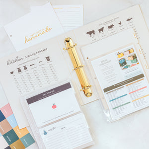 Recipe Card Binder open with sleeves and recipes