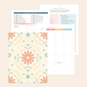 2027 wildflower digital home planner papers on cream