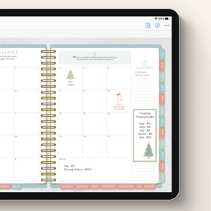 christmas digital stickers in digital money planner tablet view