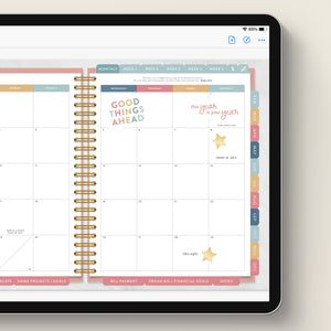 holiday digital sticker book in home planner monthly page