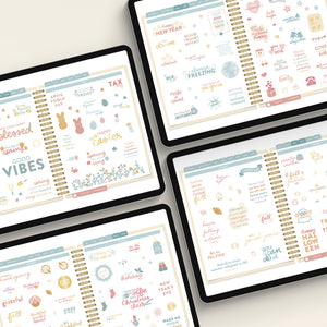 holiday digital sticker book on tablets