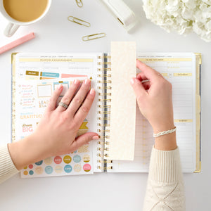 2026 chambray work planner with bookmark and stickers