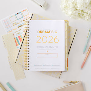 2026 pink work planner inside cover