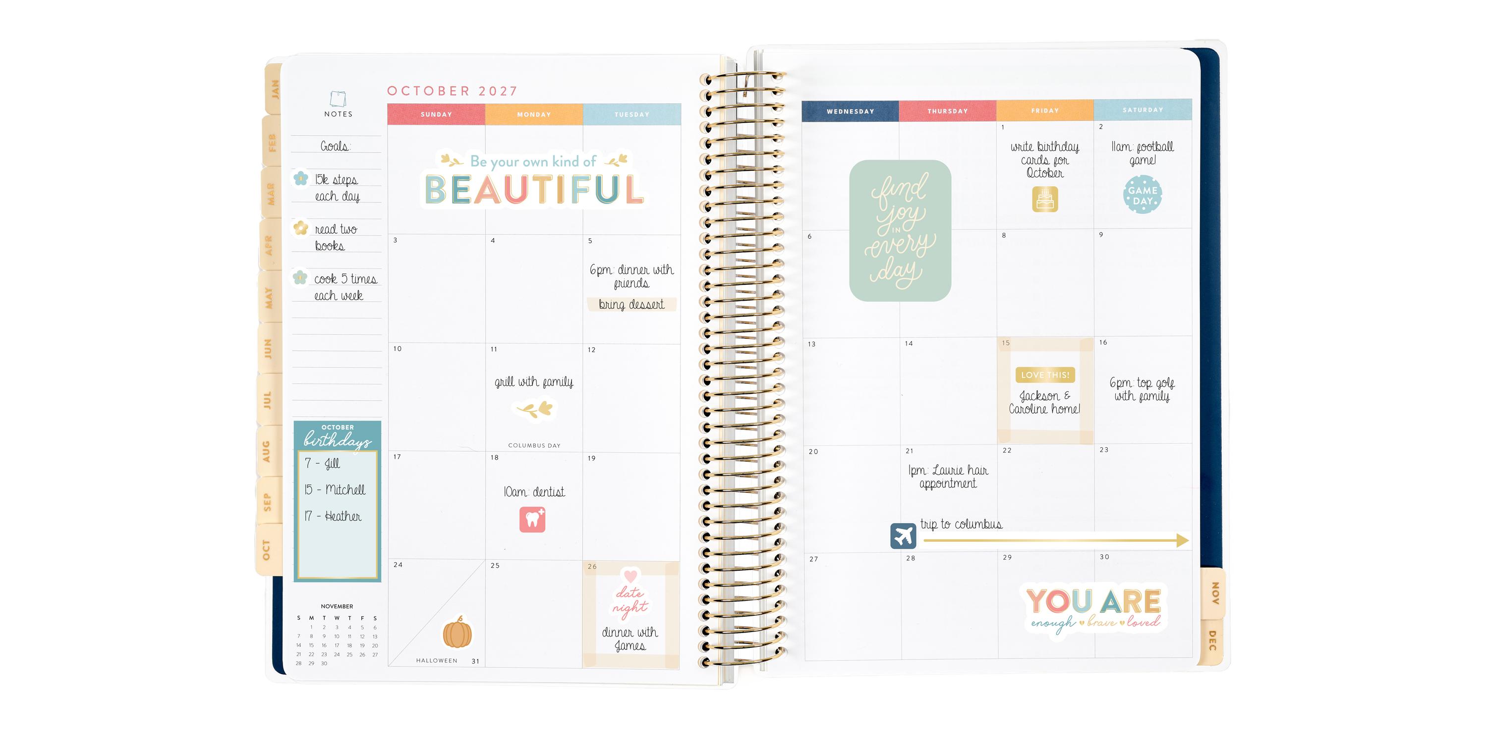 Weekly calendar spread inside the Home Planner