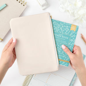 cream zipper pouch edition 2 with sticker book