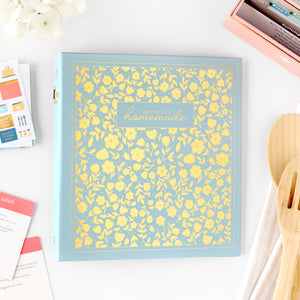 blue floral recipe binder