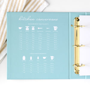 gold floral recipe binder inside front cover