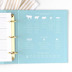 gold floral recipe binder back view