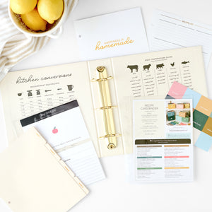 gold floral binder with accessories