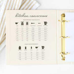 gold plaid recipe binder inside cover