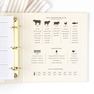 gold plaid recipe binder back inside cover