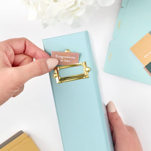 happy blue recipe binder with label