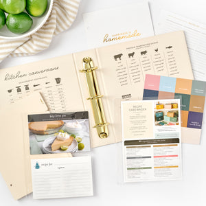 whipped cream recipe binder open view with inserts