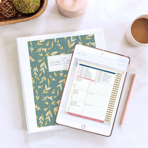 green leaf digital home planner with binder