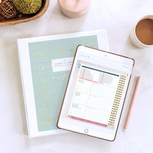 green leaves cover with 2027 digital home planner on tablet