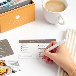 low carb menu plan being written on