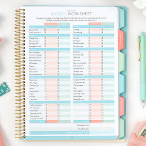 money planner budget worksheet page