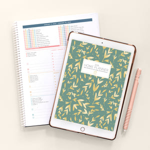green leaf digital home planner with tablet