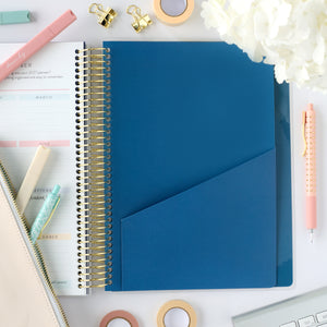 2026 navy leaf home planner back pocket folder