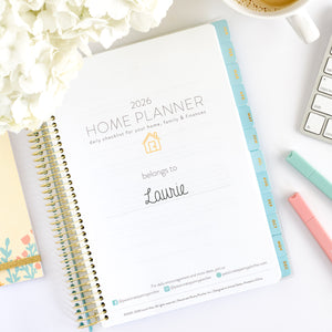 2026 blue plaid home planner belongs to page