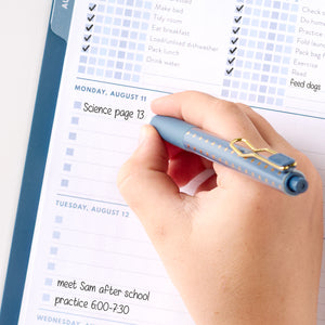 student planner writing close up