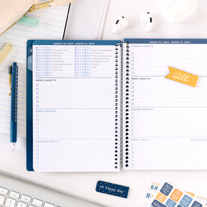 blue student planner weekly view