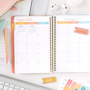 pink student planner month page