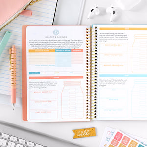 pink student planner budget and savings pages