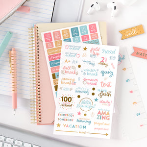 pink student planner stickers