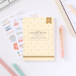 student sticker book front cover with stickers out