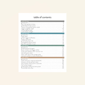 summer expansion menu plan table of contents