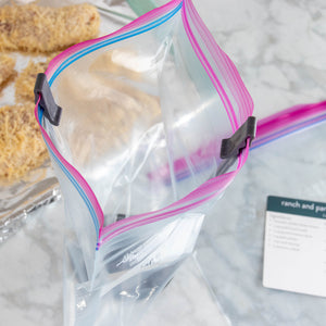 Freezer bag stand holding bag open