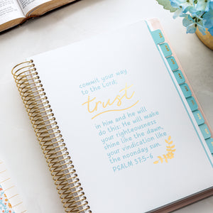 blush home planner scripture page