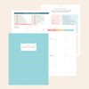 Home Planner in blue stripes with printed January Monthly, Weekly and Vacation Checklist pages