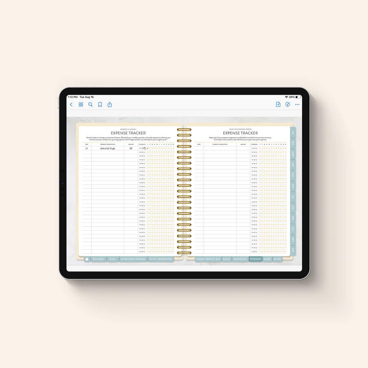 2027 digital work planner on tablet page 13