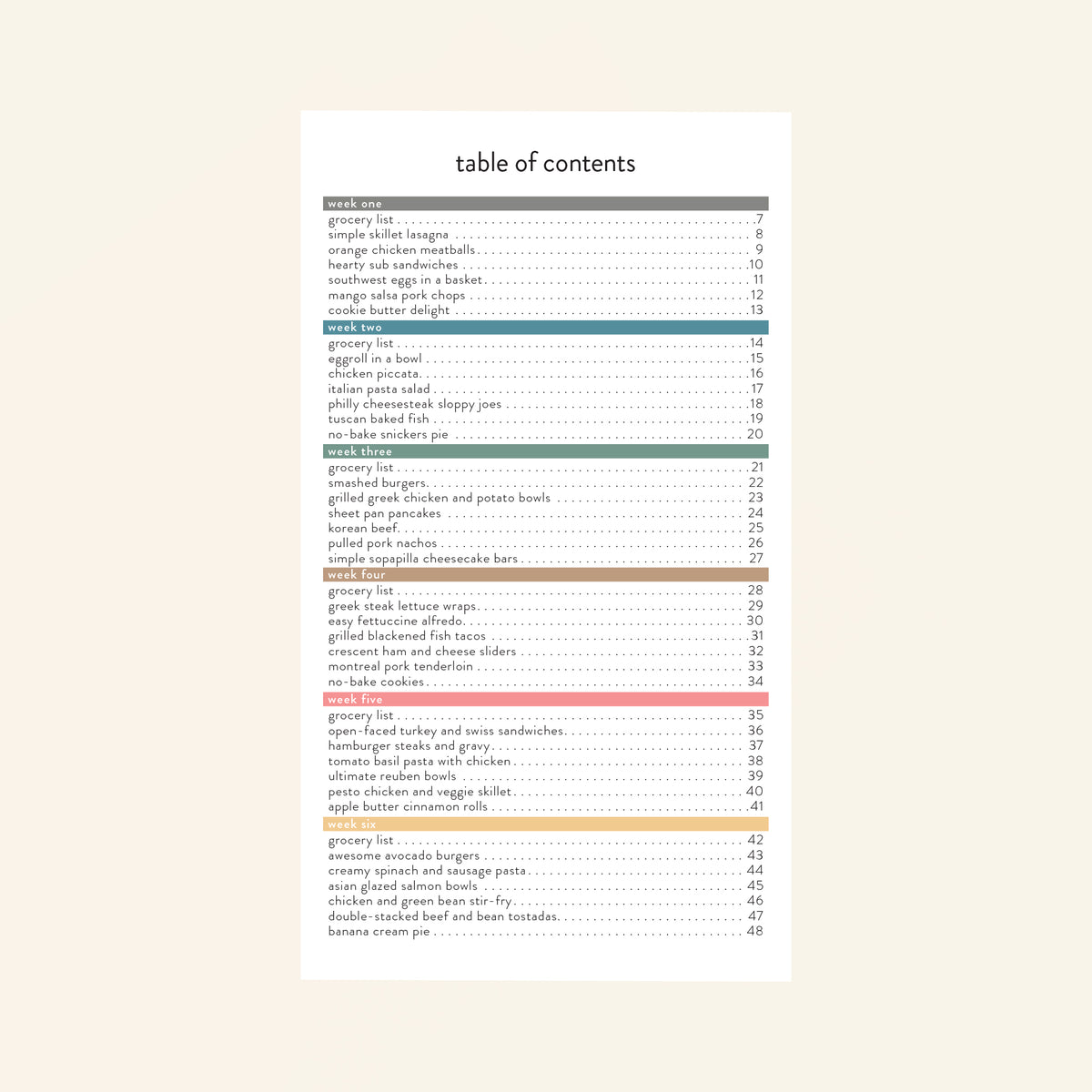 15 minute prep recipes table of contents