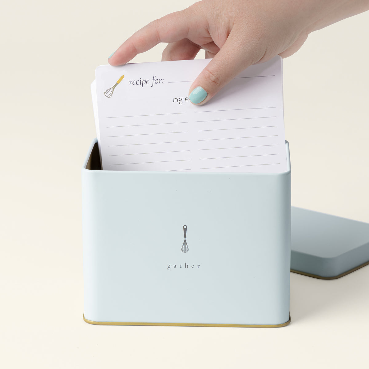 blue recipe tin, view 3