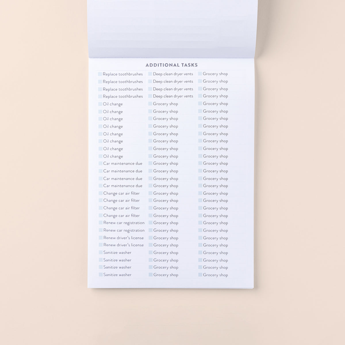 Home Planner Sticker Book Additional Tasks page