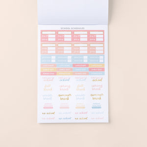 Home Planner Sticker Book School Schedules page