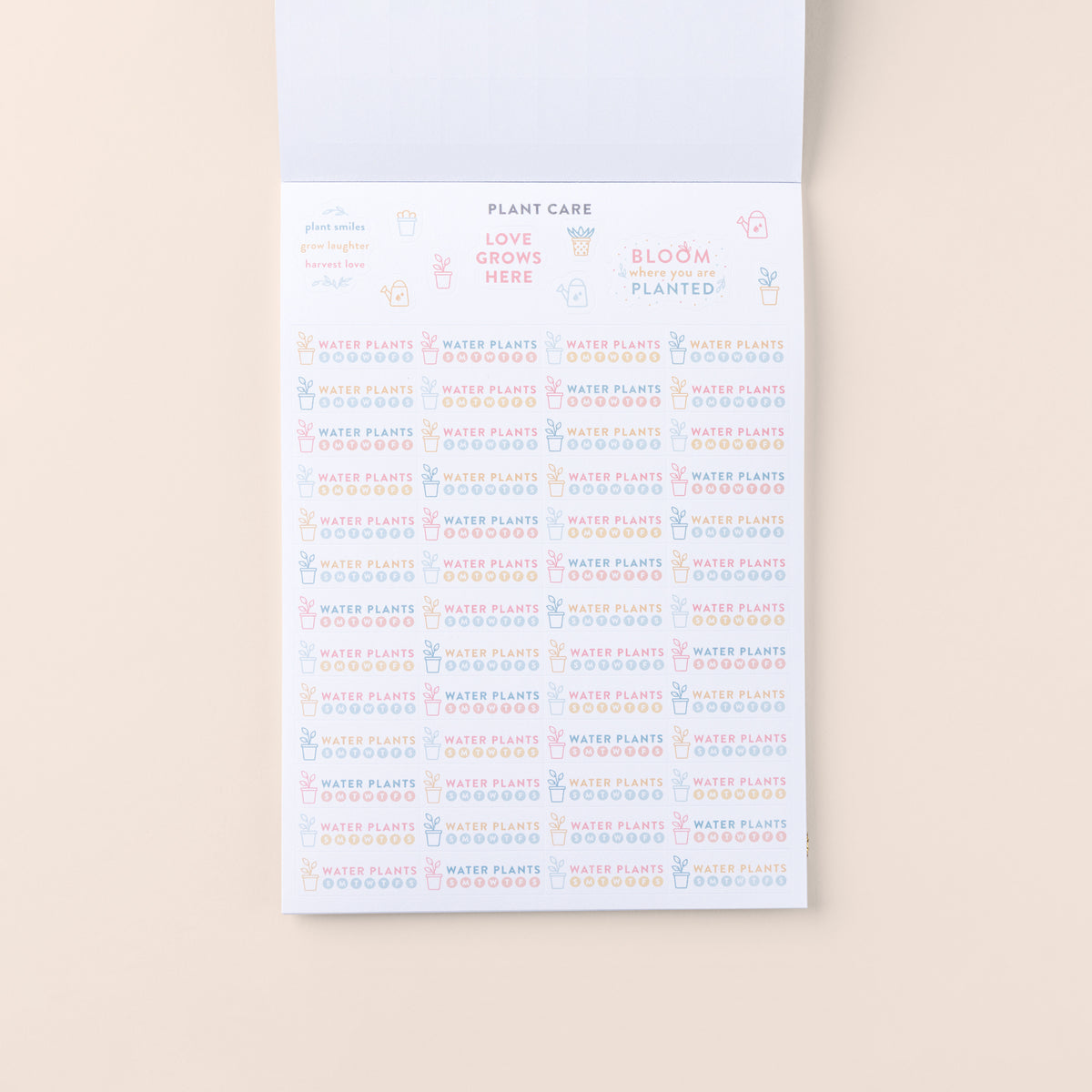 Home Planner Sticker Book Plant Care page
