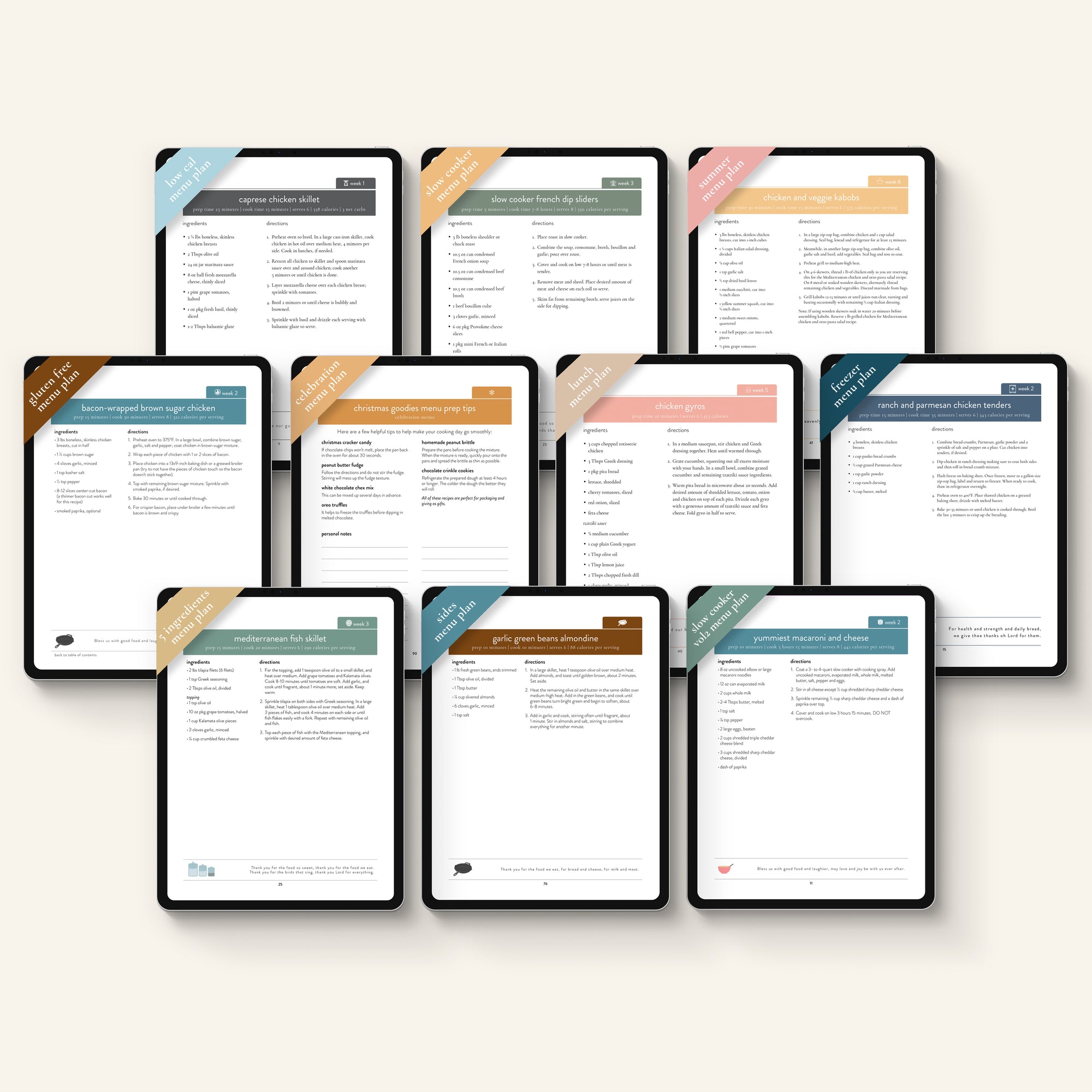 Menu Planning downloaded on iPads